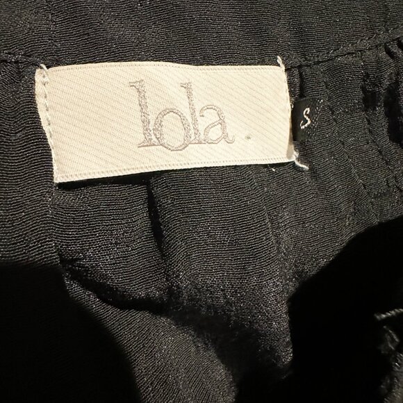 Lola Short Sleeve Blouse Black Womens Size S Tie Waist Floral Pattern - Picture 5 of 6